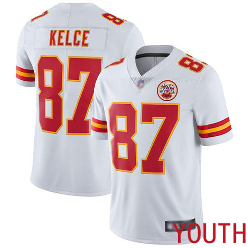 Youth Kansas City Chiefs 87 Kelce Travis White Vapor Untouchable Limited Player Football Nike NFL Jersey